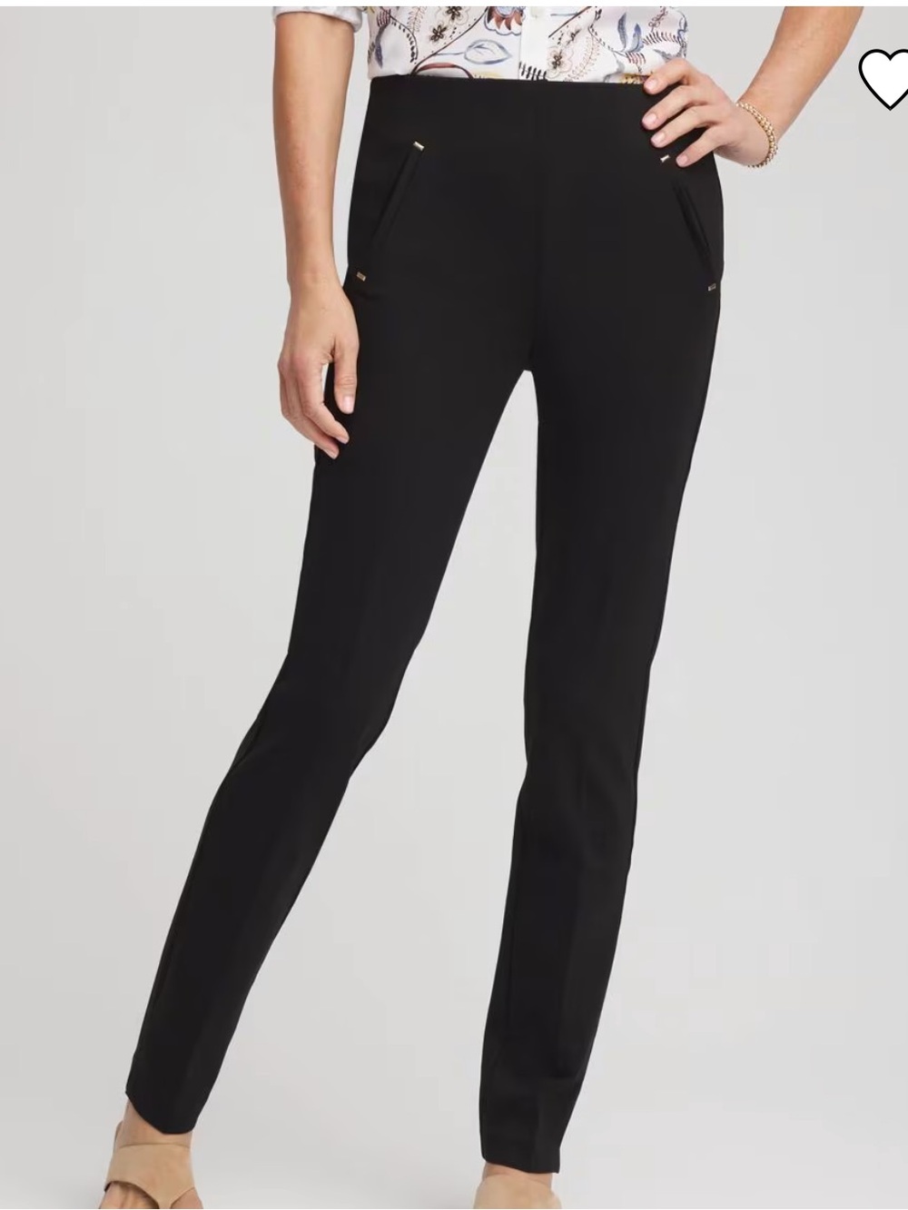 Chico’s Black Juliet Slim Trim Detail Pants, Size 16, NWT